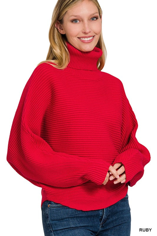 Turtleneck Dolman Sleeve Sweater