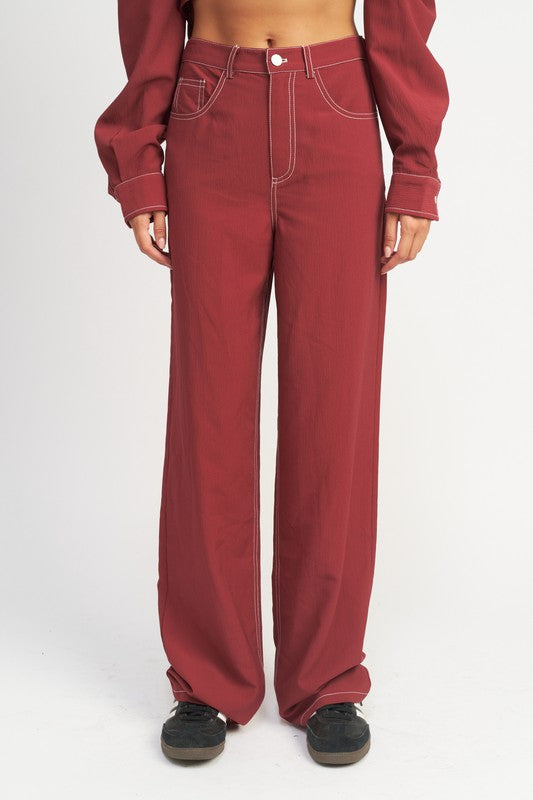 Contrast Stitching Pants