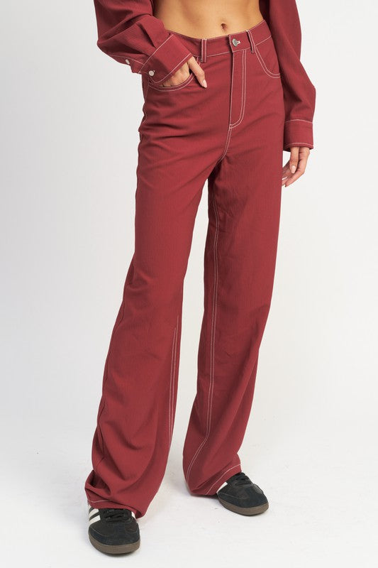 Contrast Stitching Pants