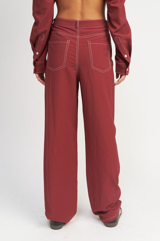 Contrast Stitching Pants