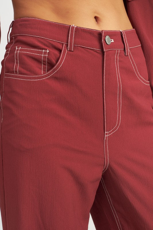 Contrast Stitching Pants