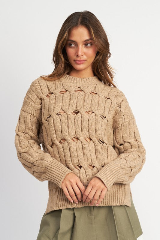 Stay cozy and fashionable with our Cut-Out Sweater. Made from comfortable knitted fabric, this sweater features edgy cut-out details and side slits for added style. The rounded neck and ribbed cuff and hem detailing provide a chic and trendy touch. Perfect for any occasion. Fabric contents: 98% Polyester, 2% Nylon. Enjoy free shipping on all orders. Shop now!