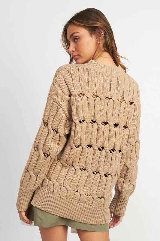 Stylish Cut‑Out Knit Sweater