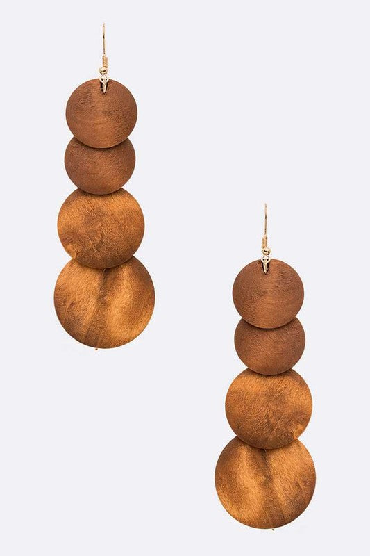 Wooden Circle Drop Earrings