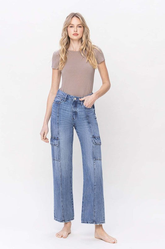 Wide-Leg Cotton Cargo Jeans