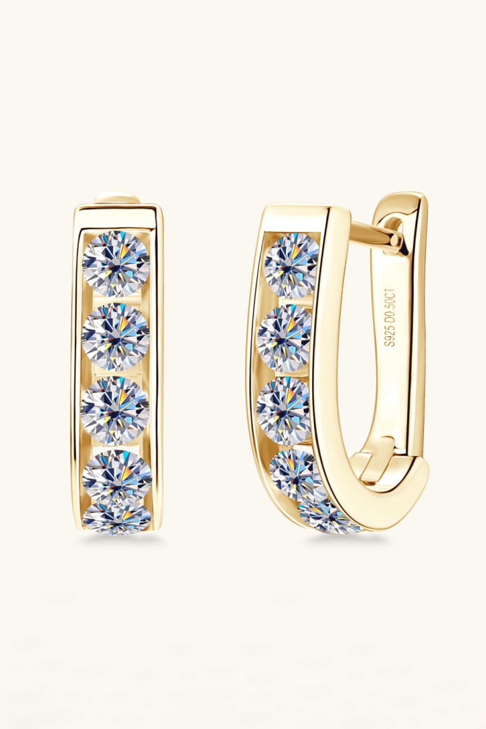 1 Carat Moissanite Sterling Silver Earrings in Gold - women's earrings