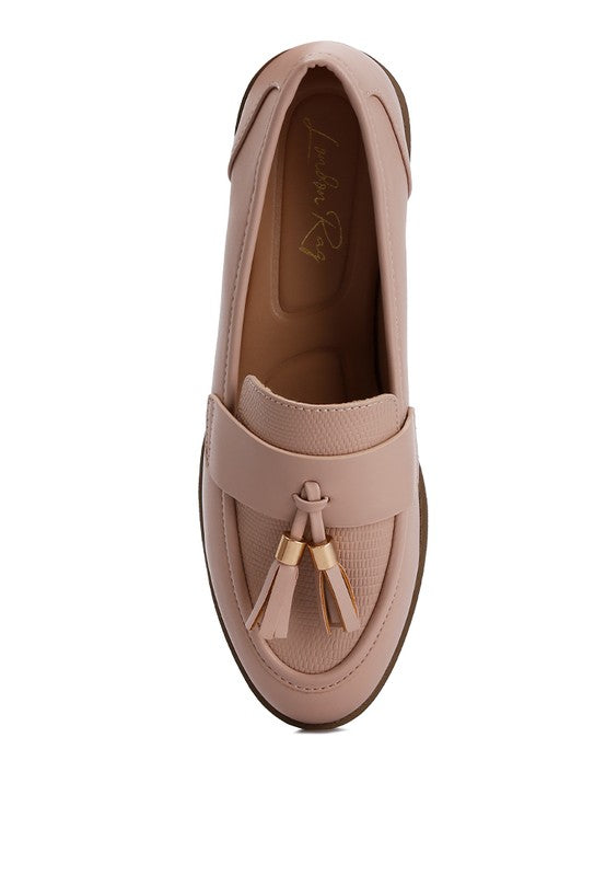 Faux Leather Tassel Loafers