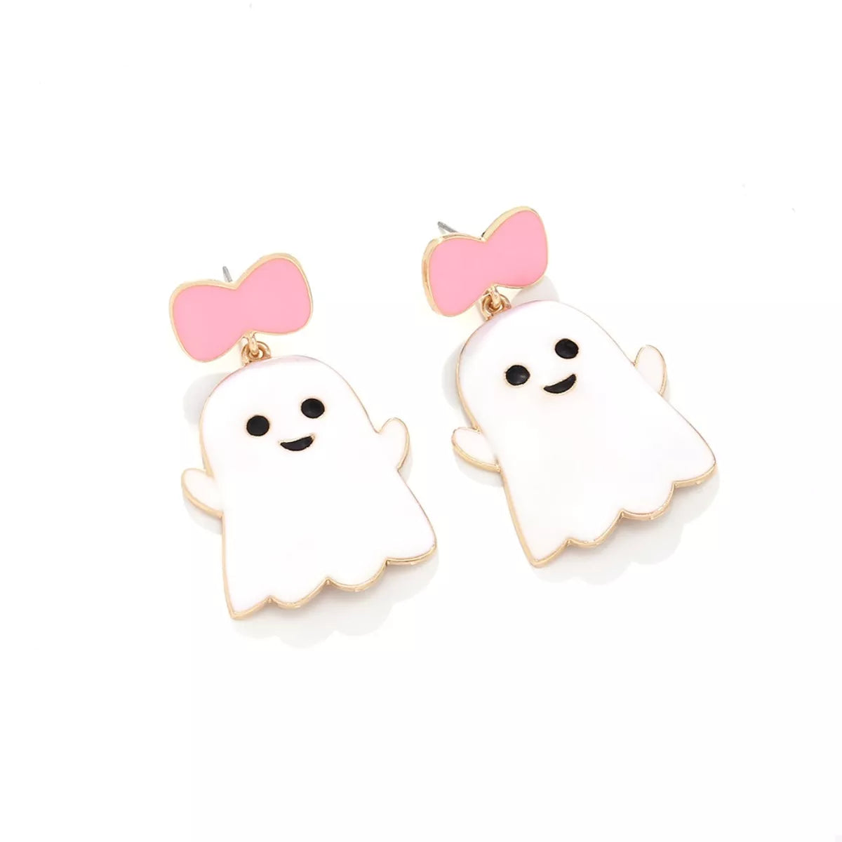 Halloween Ghost Dangle Earrings with Bow - alternate earring view