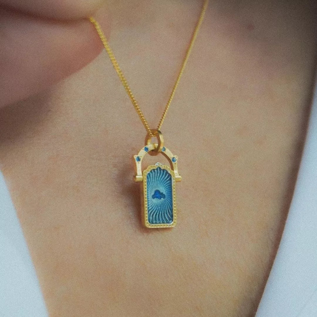18K Gold-Plated Titanium Steel Pendant Necklace - alternate necklace view