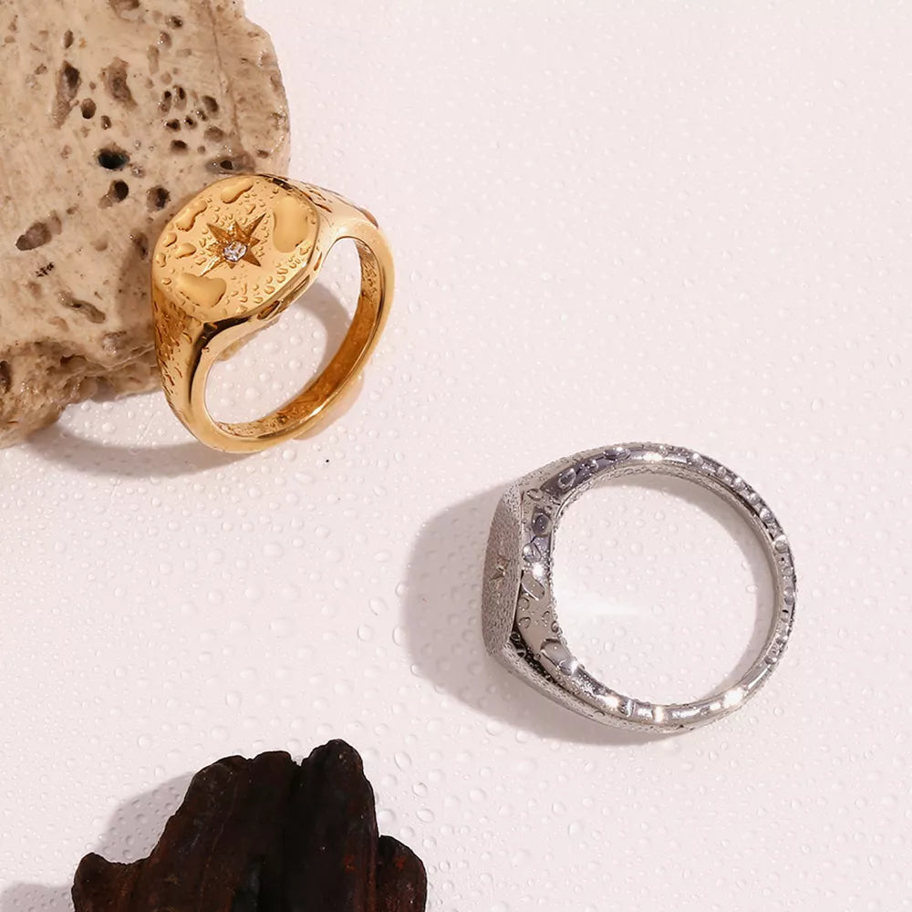 Minimalist North Star Signet Ring - alternate ring view