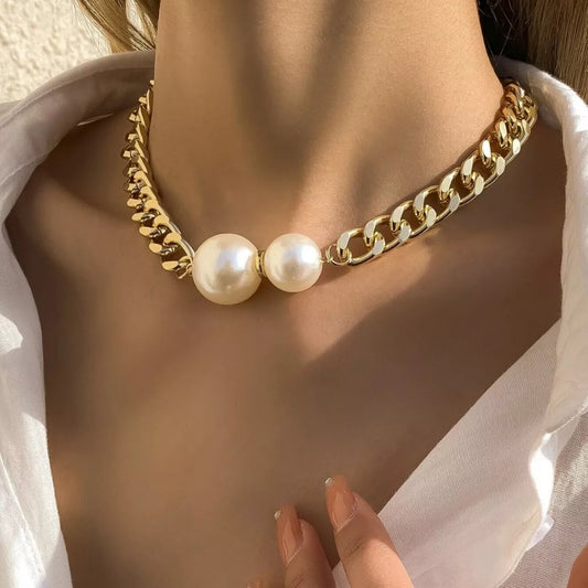 18K Gold-Plated Pearl Necklace in Gold - women's necklace