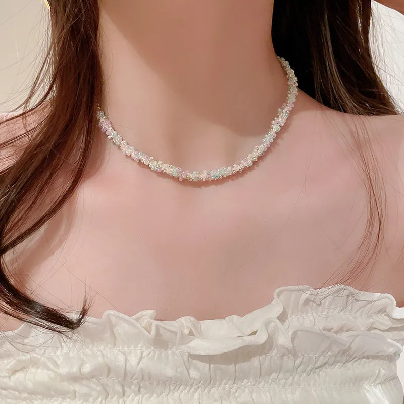 Titanium Steel Rice Bead Necklace - alternate necklace view