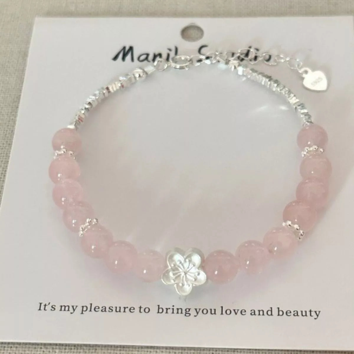 Sterling Silver Crystal Bead Flower Bracelet - alternate jewelry view