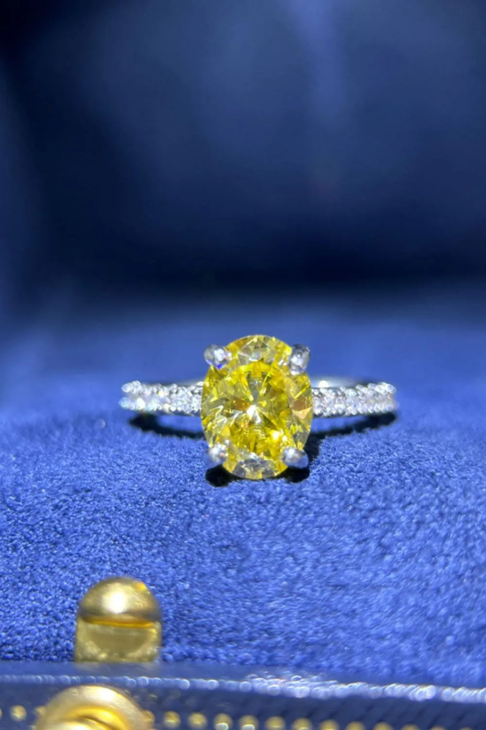 2 Carat Moissanite Sterling Silver Ring in Yellow - women's ring