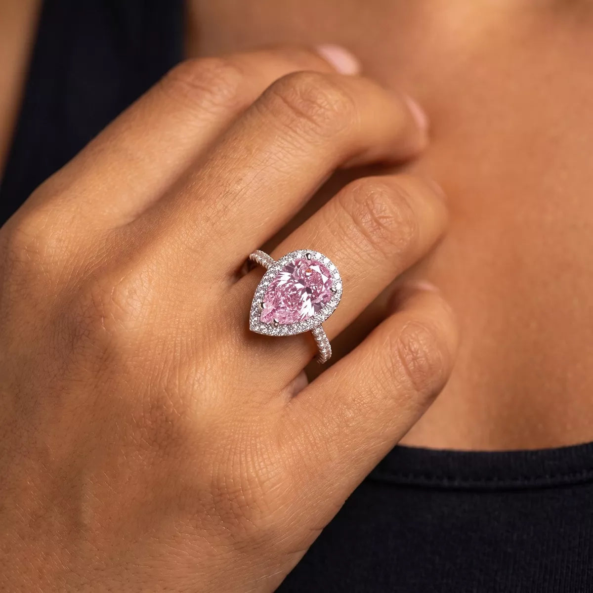 Alloy Zircon Teardrop Ring in Gold - women's ring