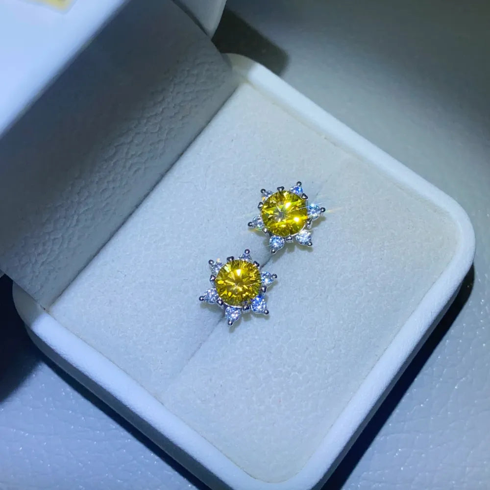 2 Carat Moissanite Sterling Silver Stud Earrings - alternate earring view
