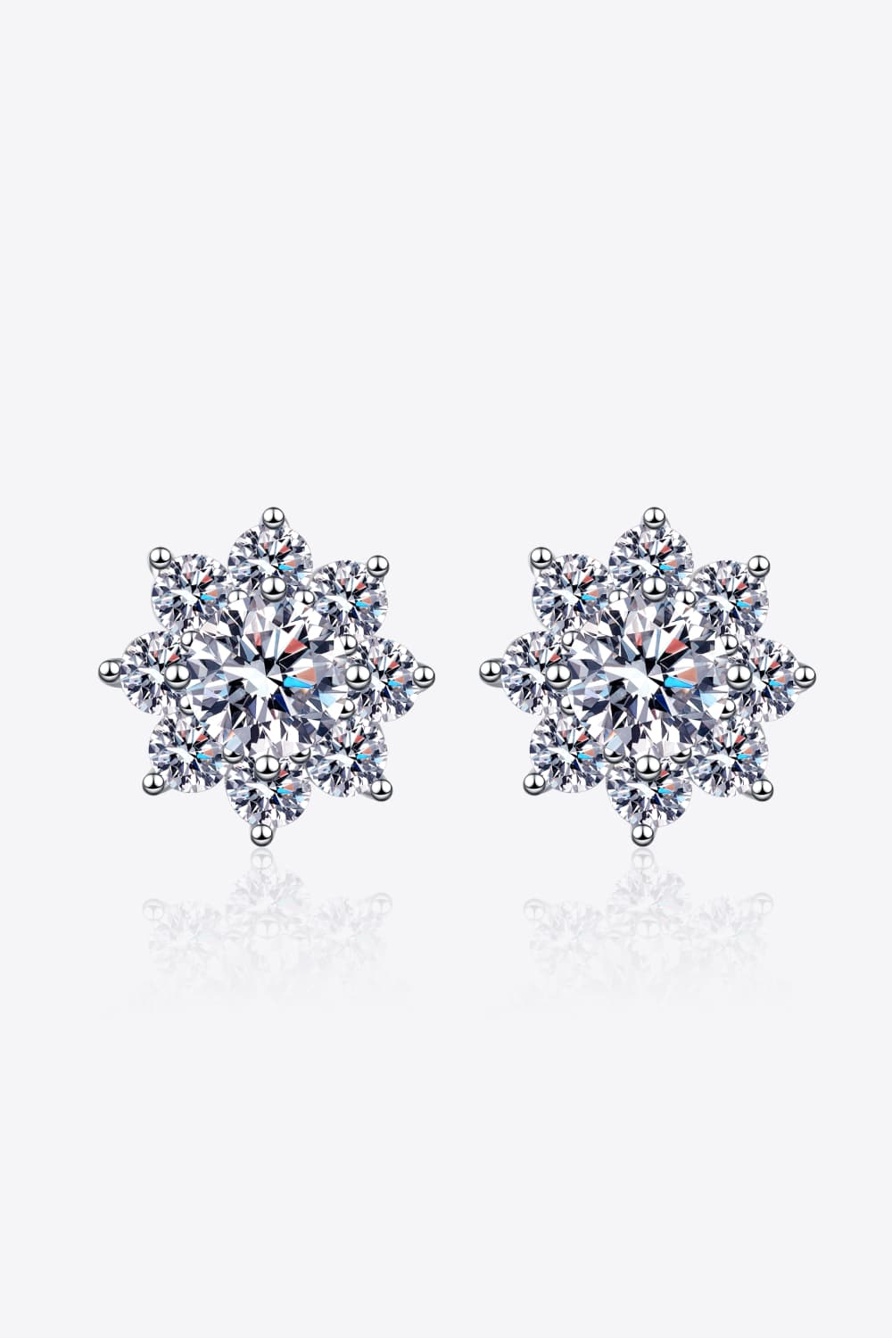 1 Carat Moissanite Sterling Silver Flower Earrings in Silver - women's earrings