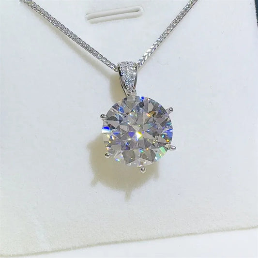 10 Carat Moissanite Sterling Silver Pendant Necklace in Silver - women's pendant necklace