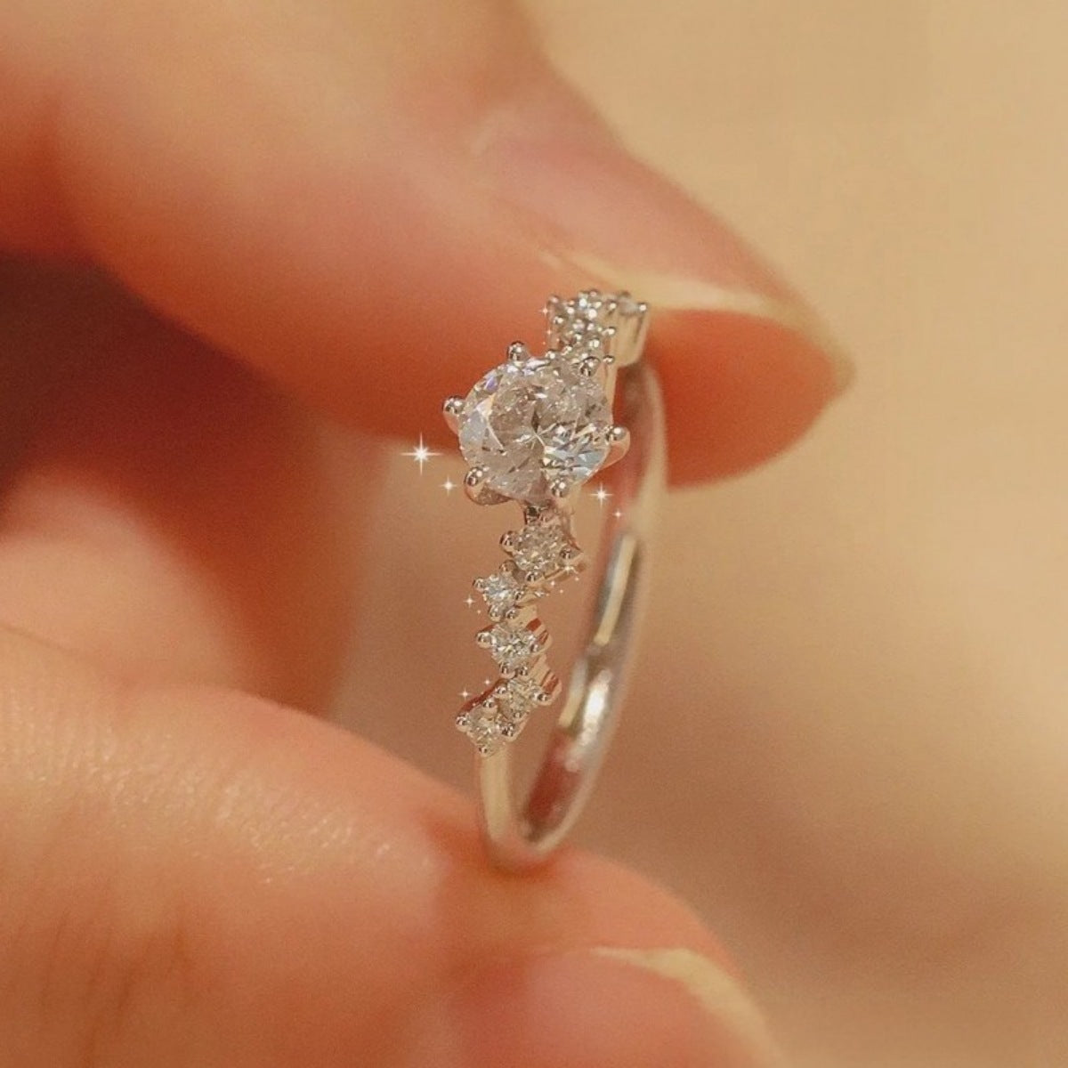 1 Carat Moissanite Sterling Silver Ring - alternate ring view