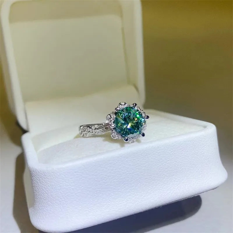 2 Carat Moissanite Sterling Silver Ring in Silver - women's ring