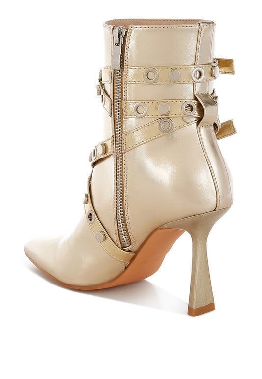 Studs Harness Ankle Boots