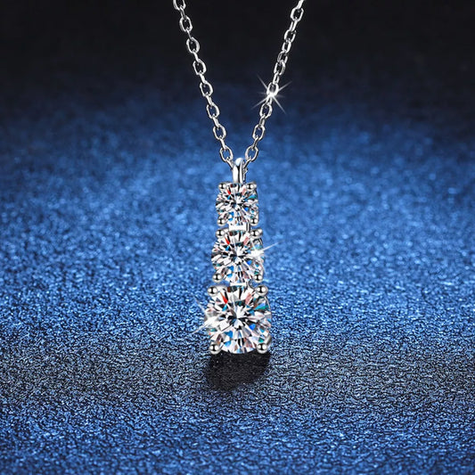 1.8 Carat Moissanite Sterling Silver Pendant Necklace - alternate necklace view