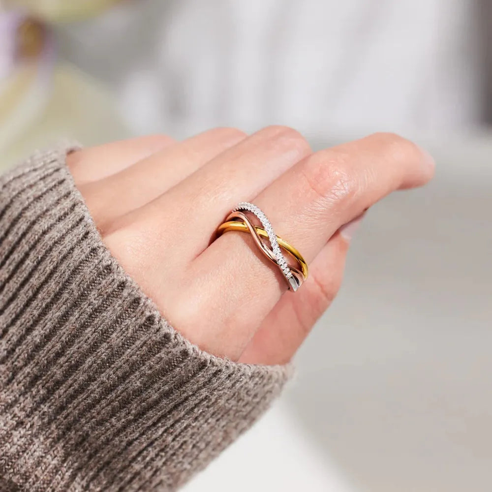 Crisscross Gold-Plated Sterling Silver Ring in Gold - women's ring