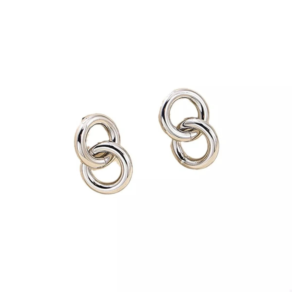 Interlocked Chain Link Stud Earrings - alternate earring view