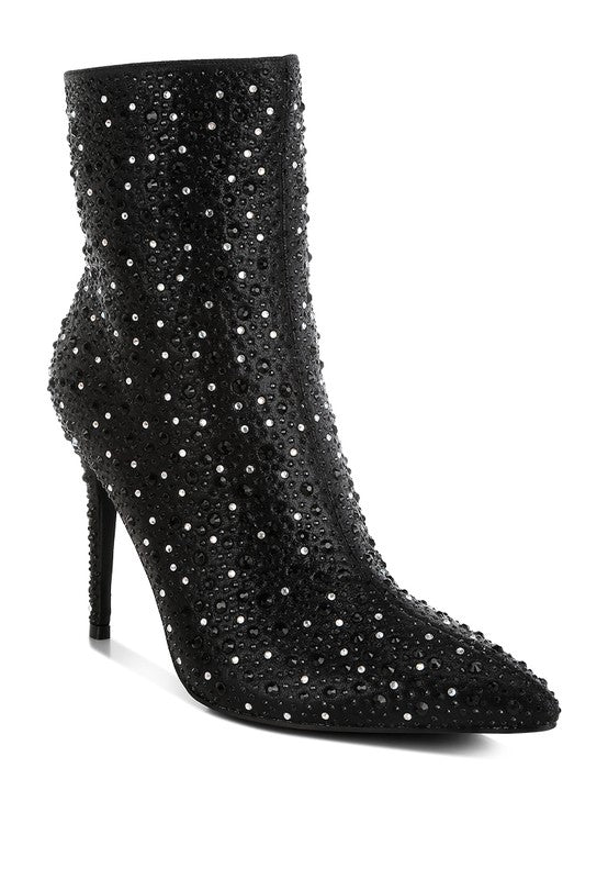 Rhinestones Stiletto Ankle Boots