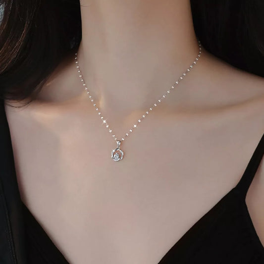 Sterling Silver Zircon Pendant Necklace in Silver - women's pendant necklace