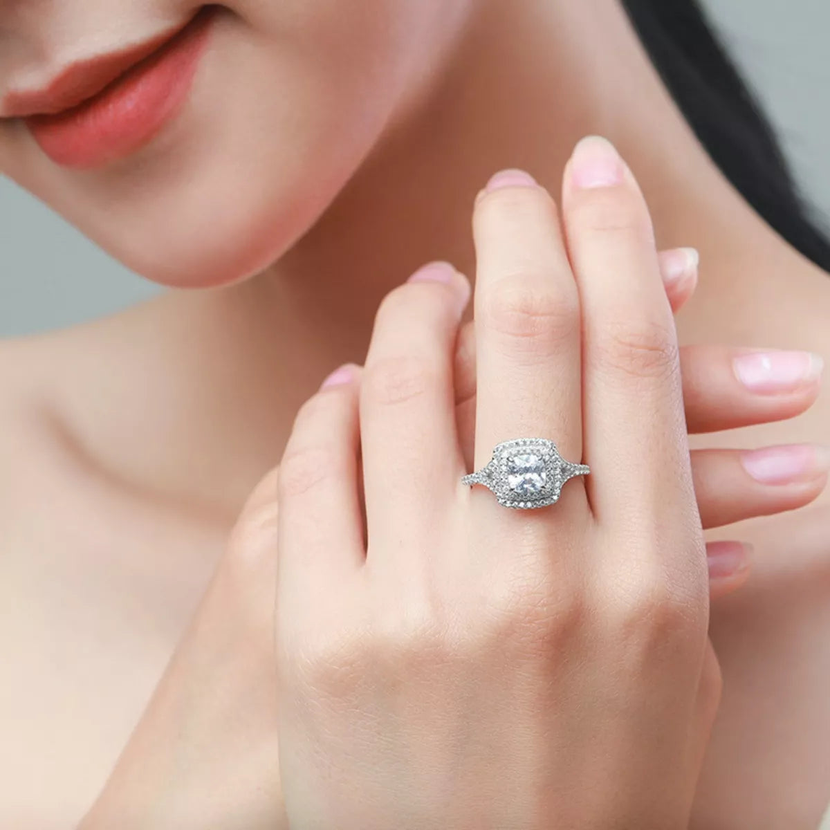 5 Carat Moissanite Sterling Silver Ring - alternate ring view