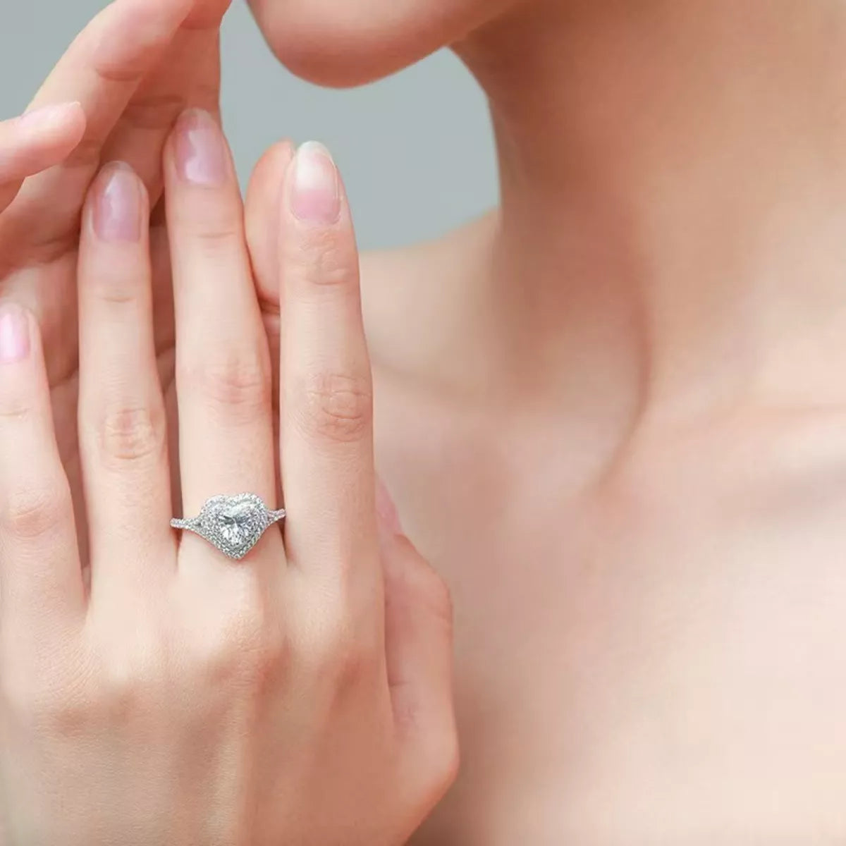 1 Carat Moissanite Heart-Shaped Ring - alternate ring view