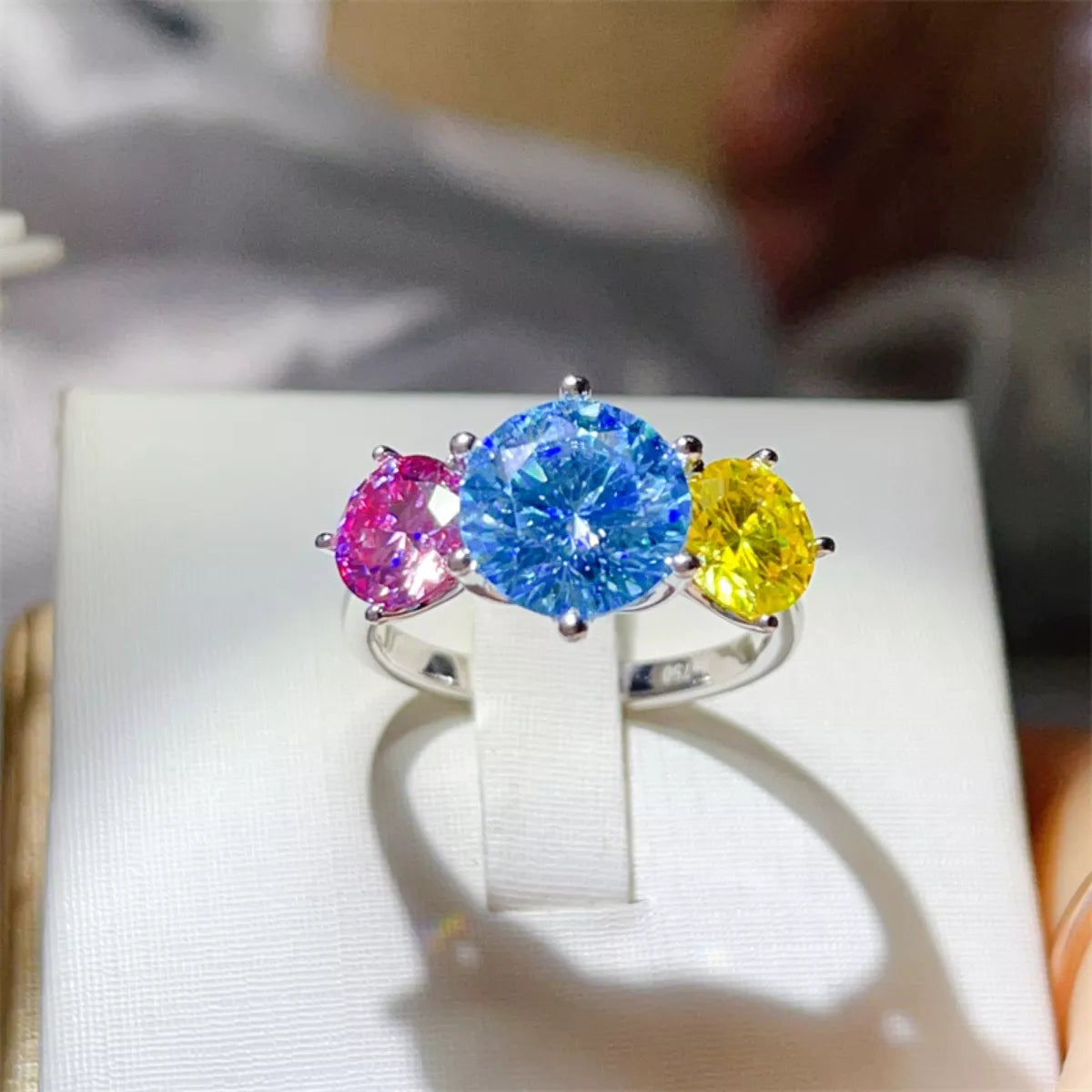 5 Carat Moissanite Sterling Silver Ring - alternate ring view