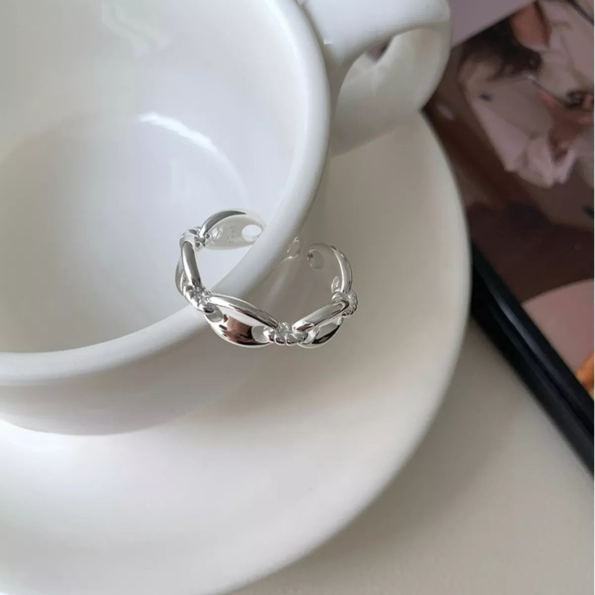 Sterling Silver Pig's Snout Ring - alternate ring view