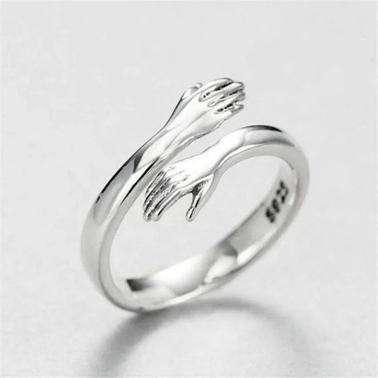 Hug Shape Sterling Silver Bypass Ring in Silver - women's ring