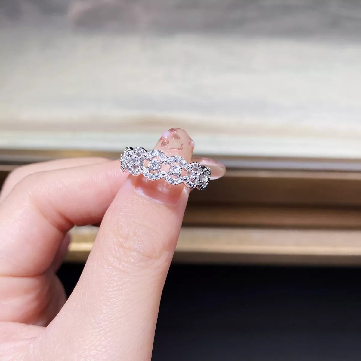 Sterling Silver Zircon Band Ring in Silver - women's band ring