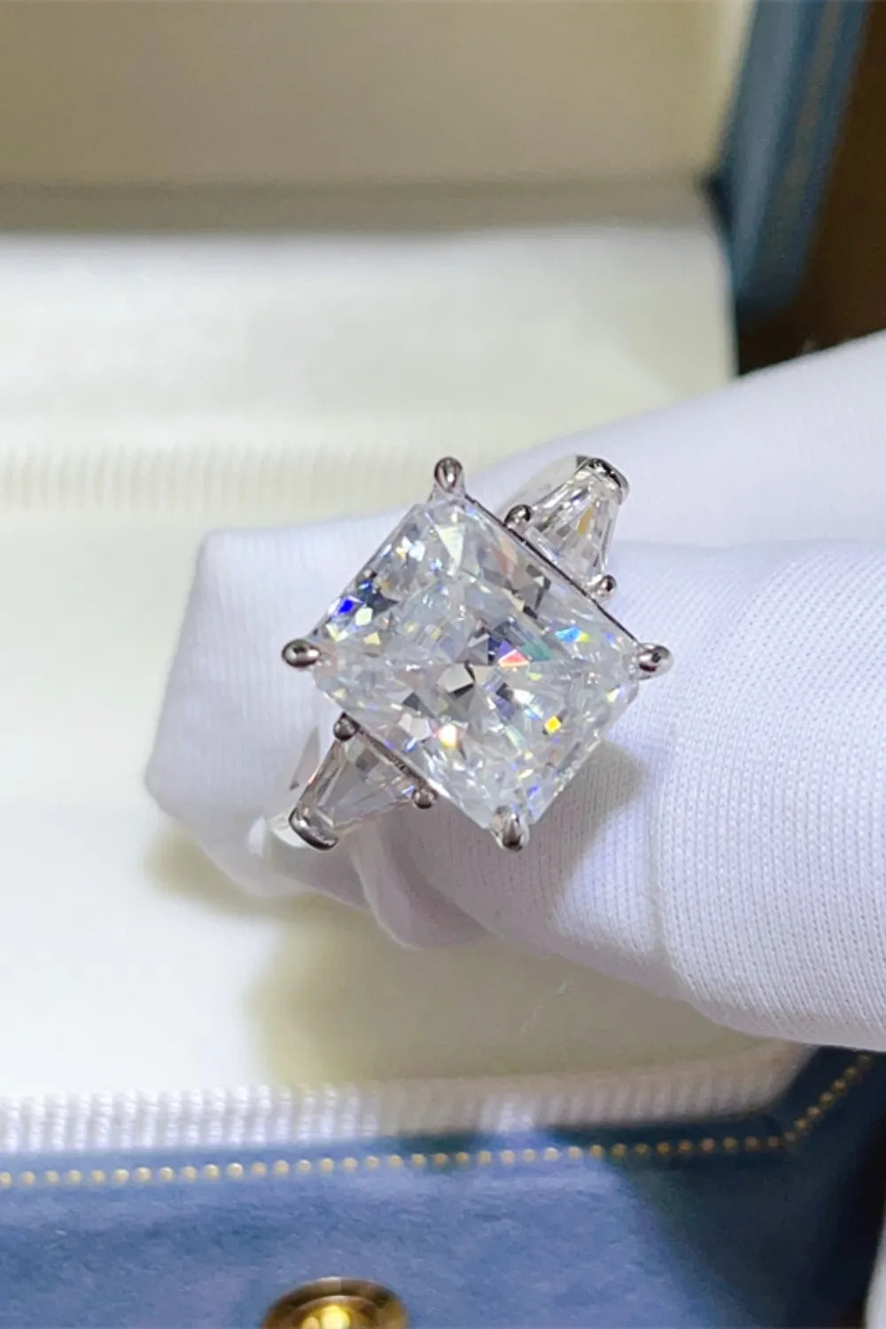 5 Carat Moissanite Sterling Silver Ring in Silver - women's ring