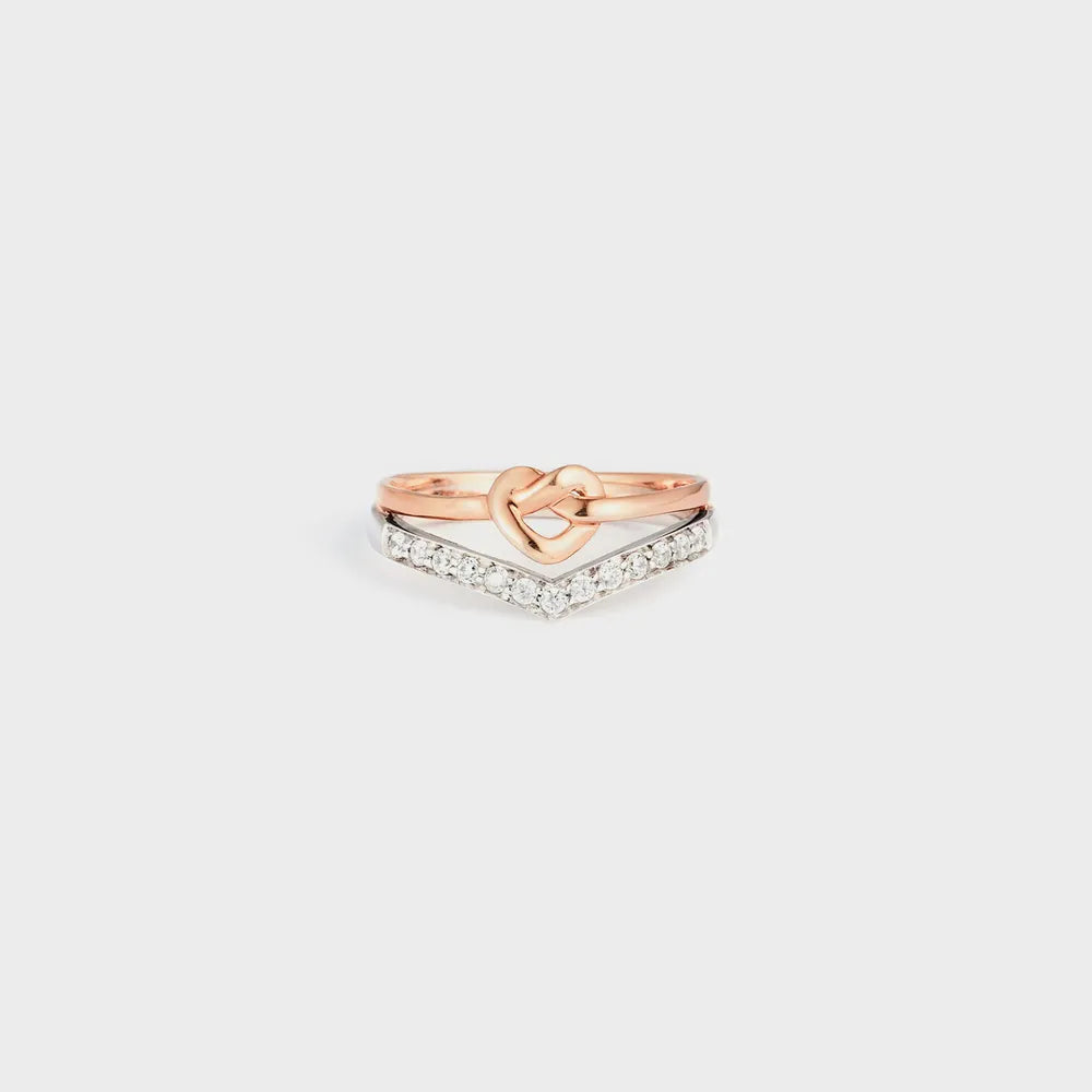 Knotted Heart Shape Inlaid Zircon Ring in Silver - women's ring