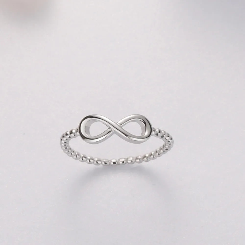 Number 8 Zircon Sterling Silver Ring - alternate ring view