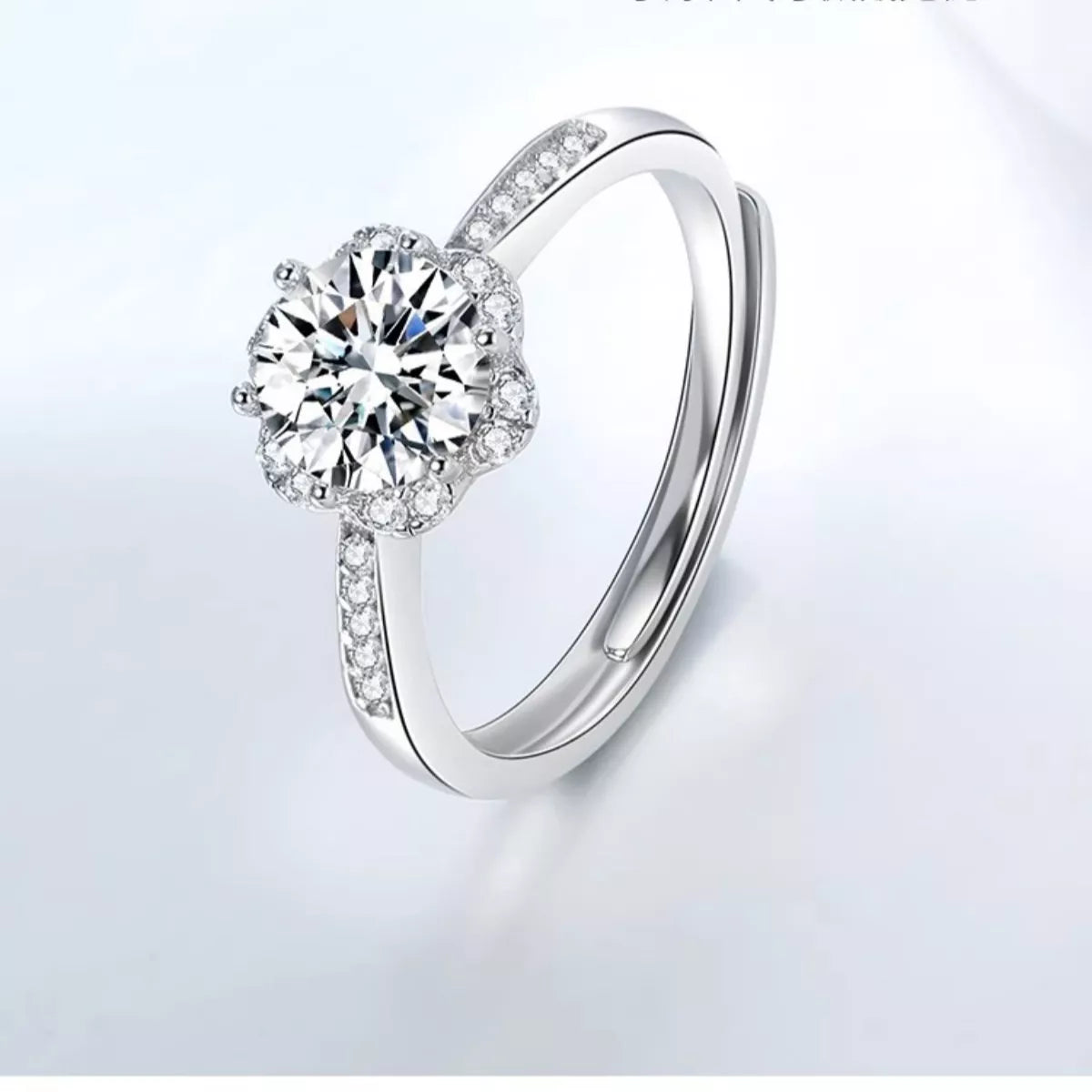 1 Carat Moissanite Sterling Silver Ring - alternate ring view