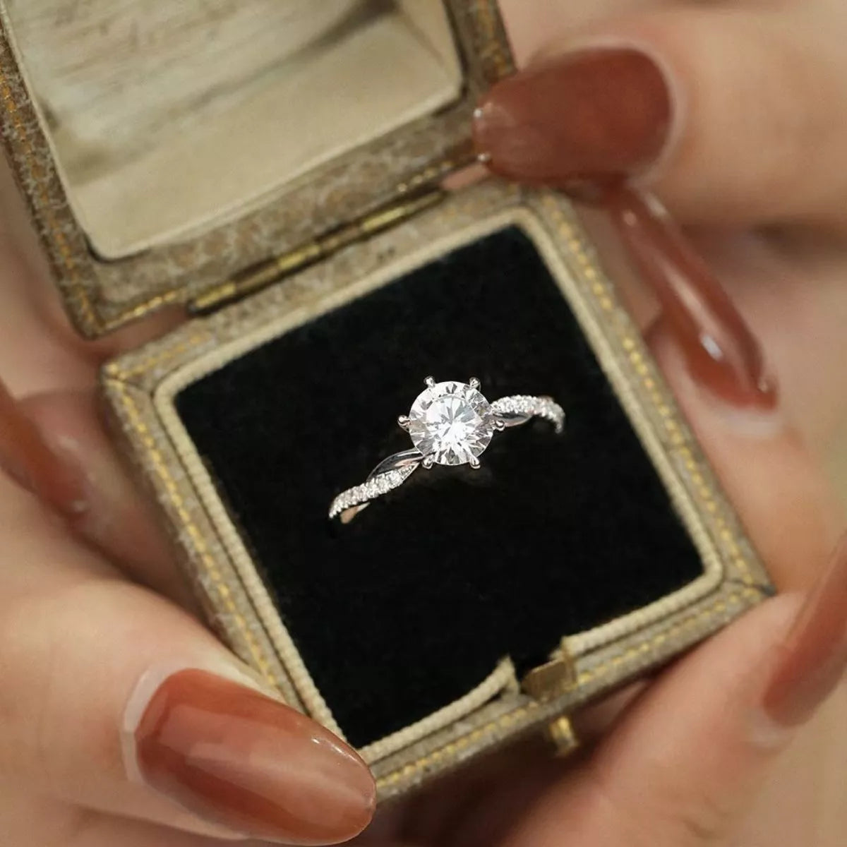 1 Carat Sterling Silver Moissanite Ring - alternate ring view