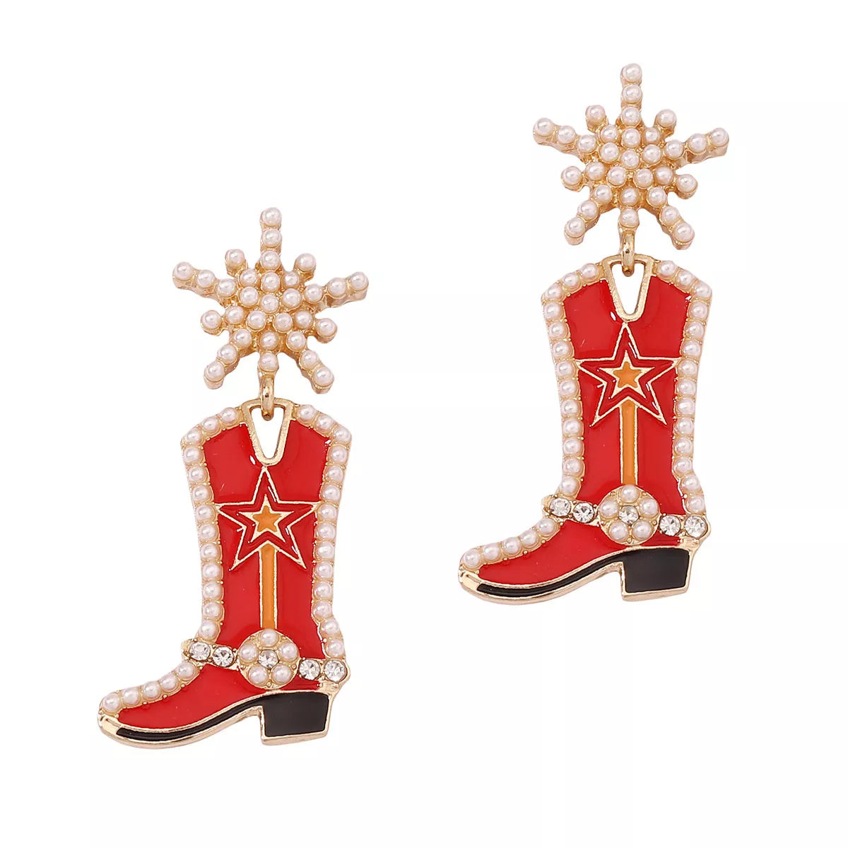 Cowgirl Boot Dangle Earrings - alternate earring view