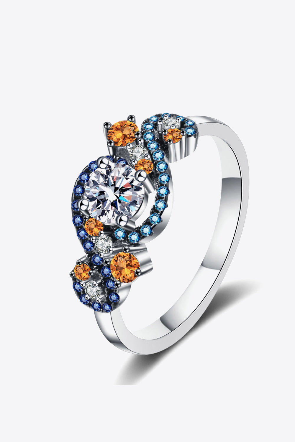 Moissanite Contrast Sterling Silver Ring in Silver - women's ring