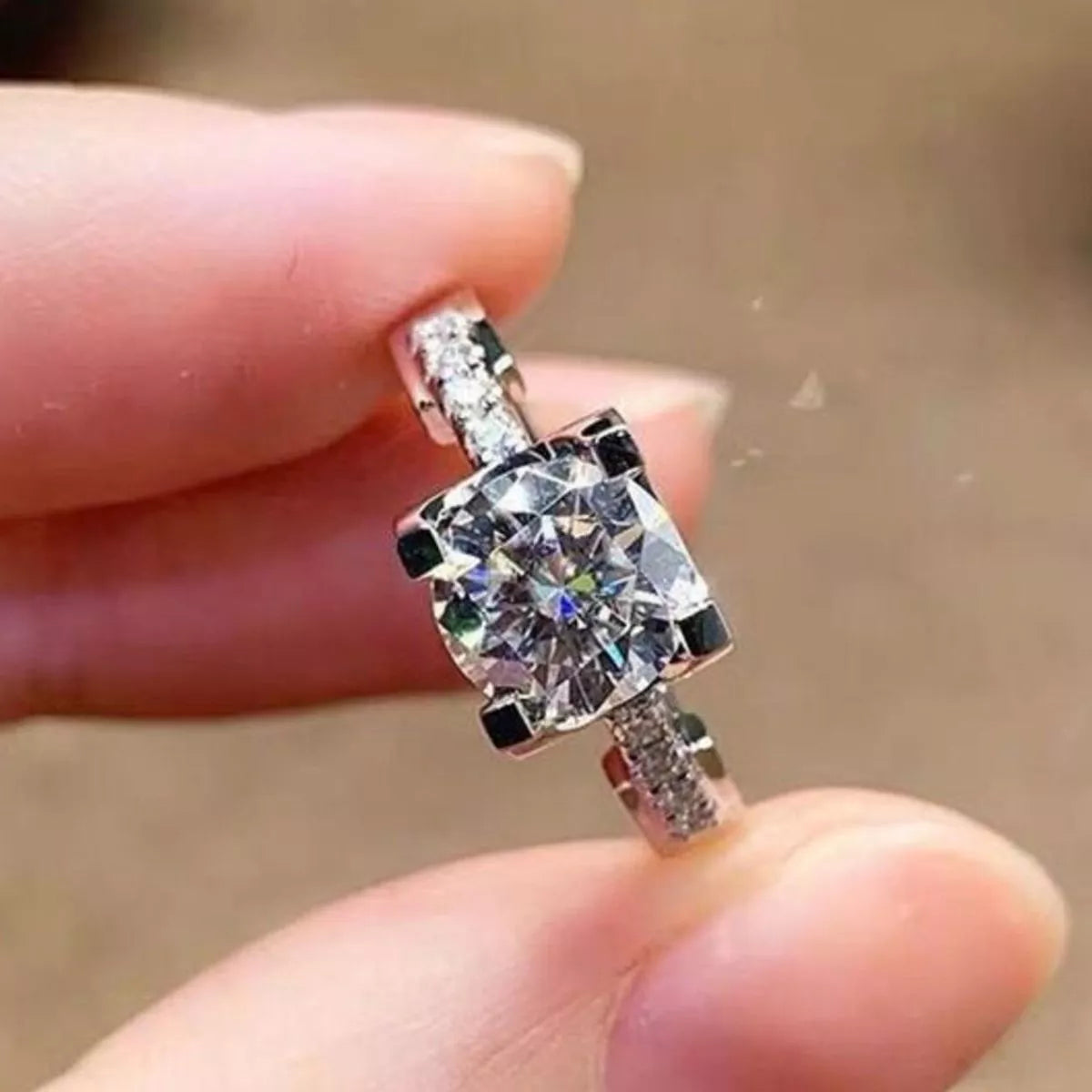 2 Carat Sterling Silver Moissanite Ring - alternate ring view