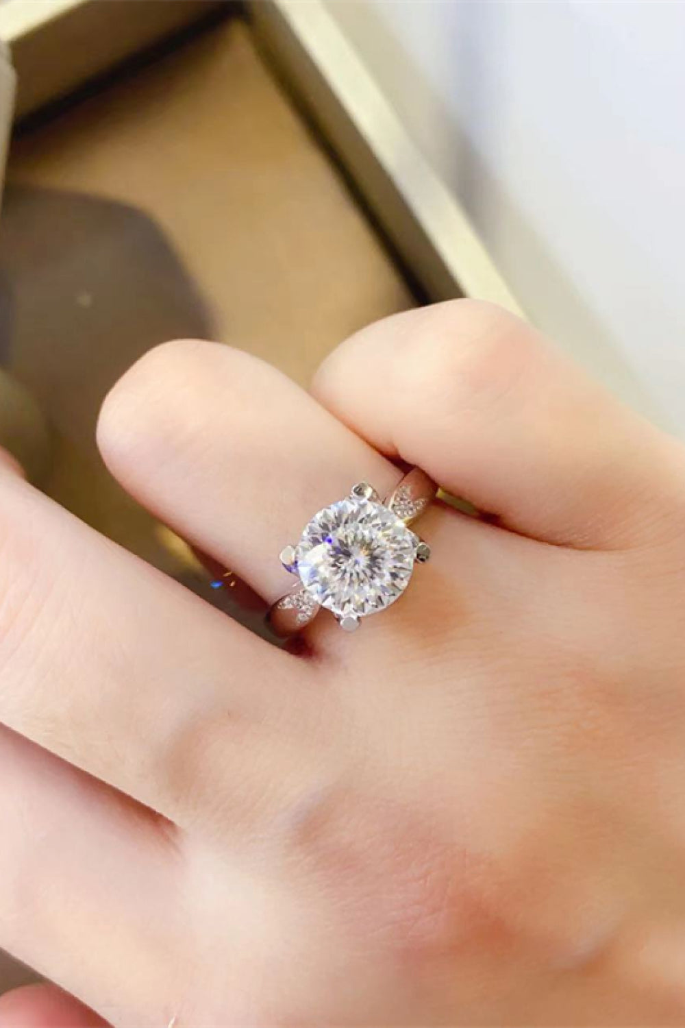 2 Carat Moissanite Sterling Silver Ring in White - women's ring