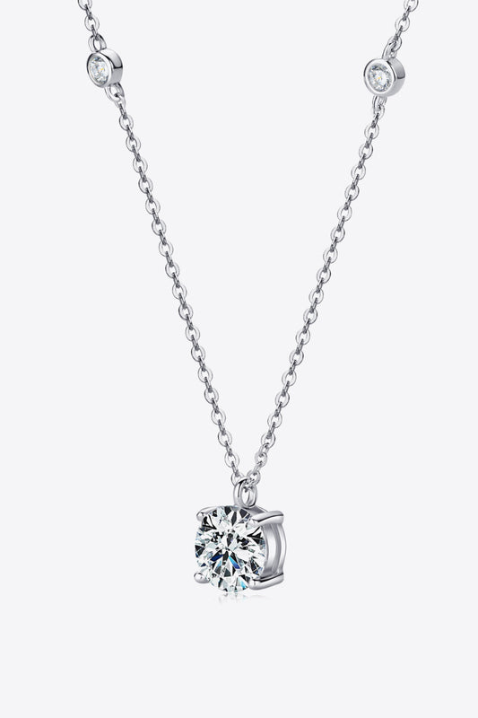 2 Carat Moissanite 4-Prong Sterling Silver Necklace in Silver - women's necklace
