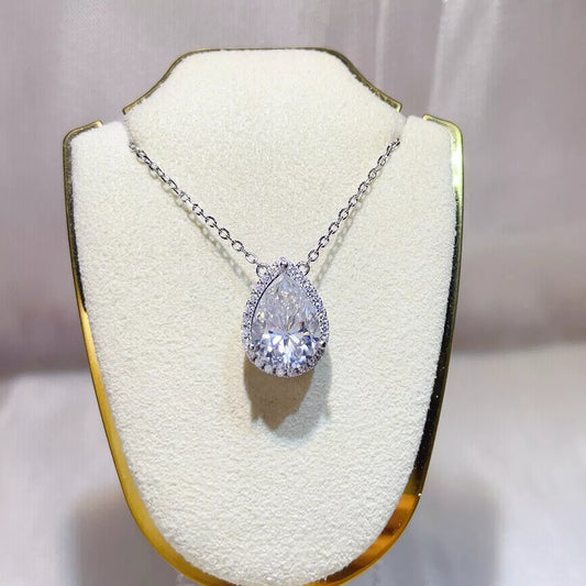 5 Carat Sterling Silver Moissanite Pendant Necklace in Silver - women's pendant necklace