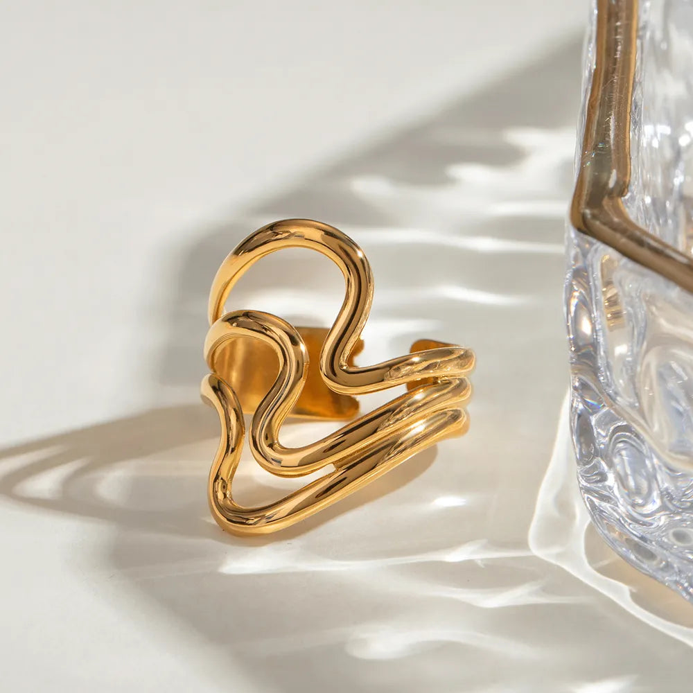 Stainless Steel Corrugated Open Ring - alternate ring view