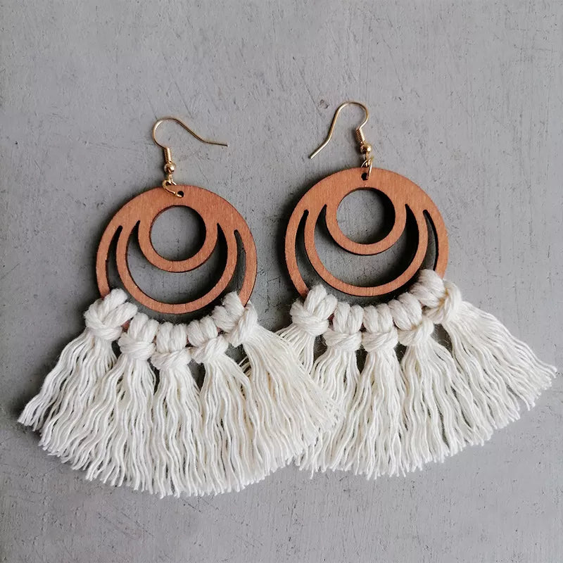 Tassel Detail Geometric Earrings - alternate earring view