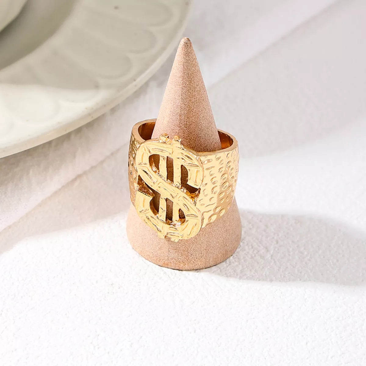18K Gold-Plated Dollar Sign Ring - alternate ring view